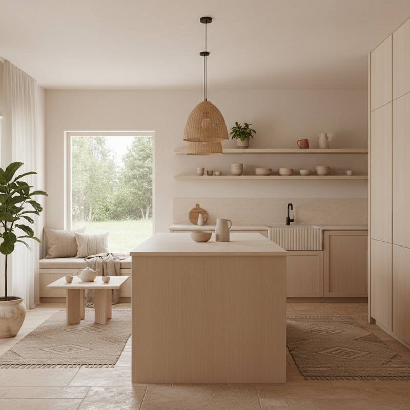 Featured image for Warm Japandi Kitchens Blend Minimalism with Cozy Comfort