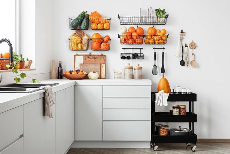 Featured image for Vertical Storage Transforms Tiny Fall Kitchens